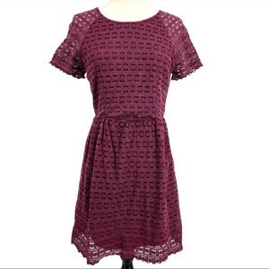{Free People} Burgundy Lace Mini Dress